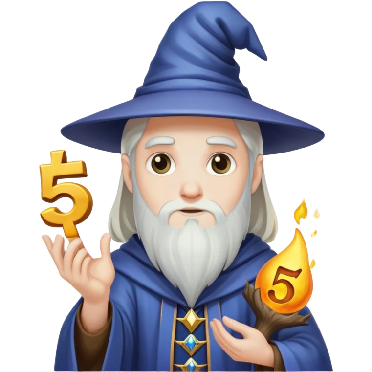 wizard holding number 5 emoji