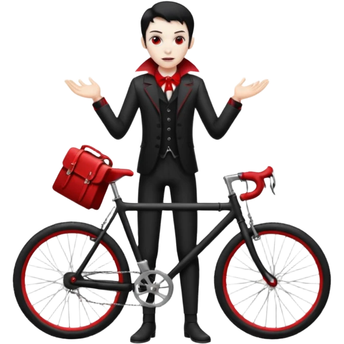 vampire stand with bicycle. emoji