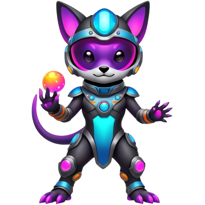 Epic Edgy Cute Colorful Vibrant Dark Nebula Modern Vernid-Protogen-creature-animal, full body emoji