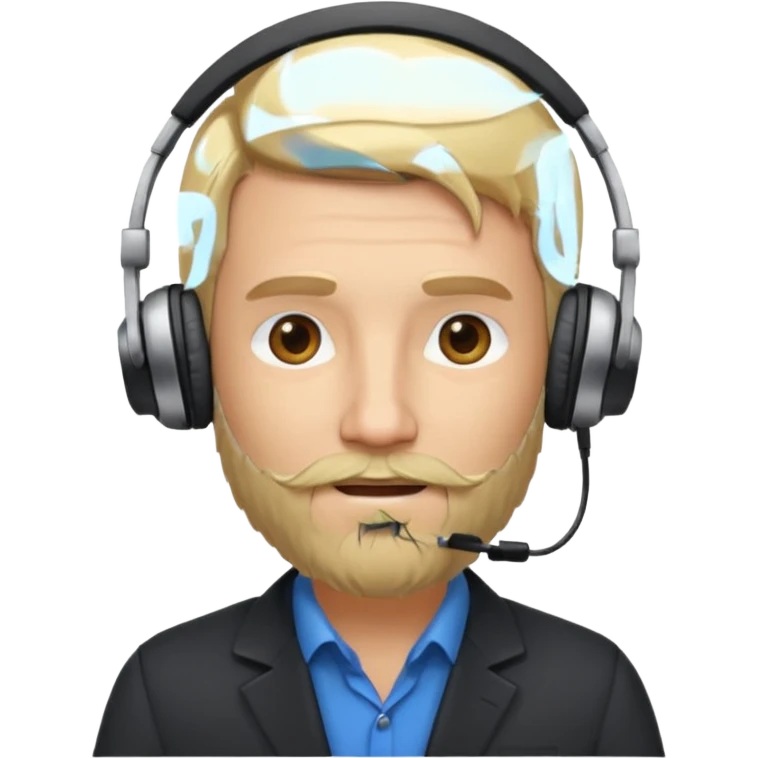 a sales agent with headphones and beard blonde hair emoji