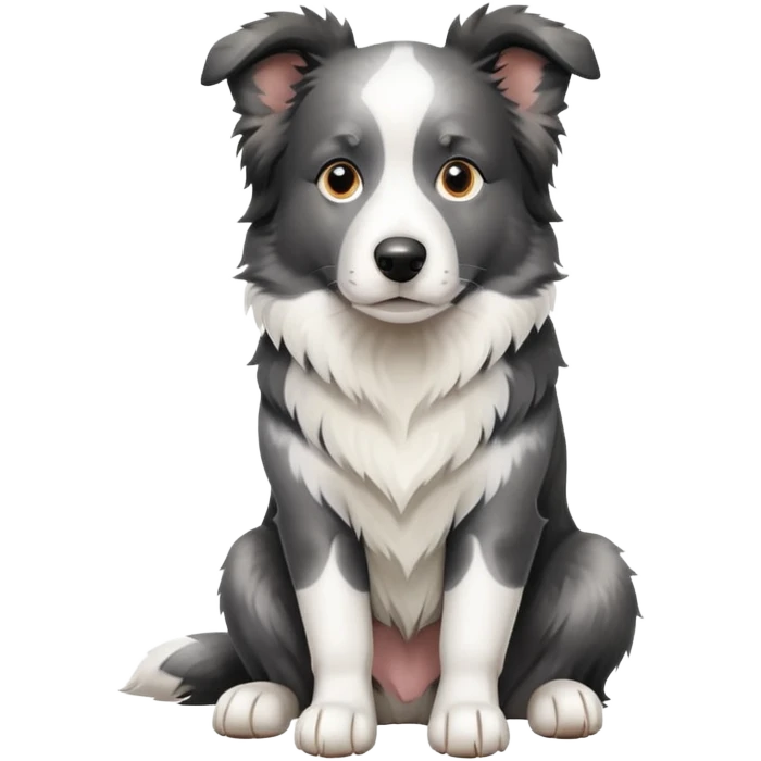 A sitting Border Collie with gray and white spots on its body emoji