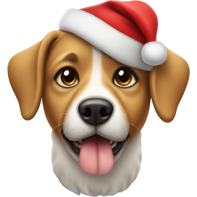 Dog wearing Santa hat emoji
