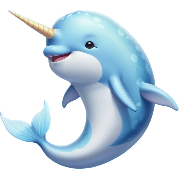 Beautiful and Majestic Cute Narwhal Portrait Emoji, Head and body rendered in serene repose with a gentle, radiant smile, showcasing a streamlined, graceful form adorned with a luminous spiraled tusk and peacefully closed eyes, Simplified yet exquisitely endearing features, highly detailed, glowing with a soft, majestic ocean light, high shine, serene and utterly enchanting, stylized with an air of magical marine splendor, soft glowing outline, capturing the essence of a beautiful and majestic cute narwhal that embodies the quiet wonder of the deep blue! emoji