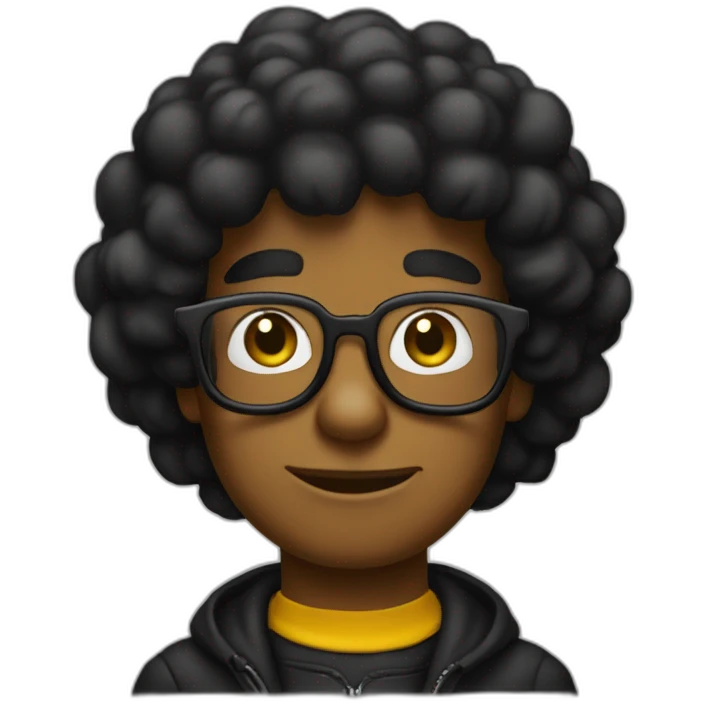 Crea un emoji al estilo de los simpson de un joven con vabello negro y lentes negros emoji