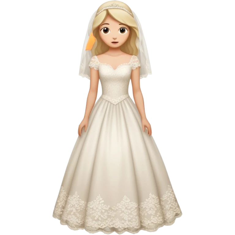 woman teared wedding dress standing on foot emoji