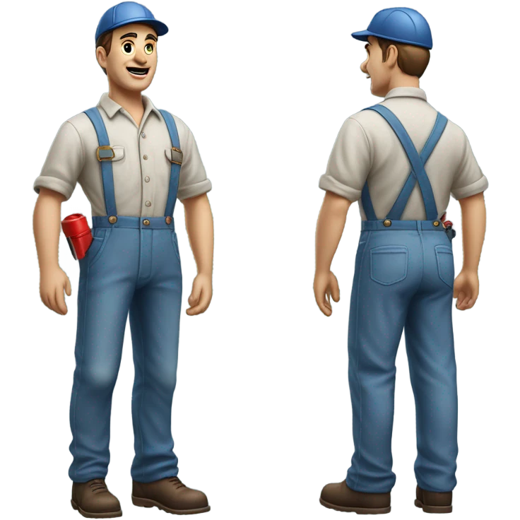 photorealistic blue collar worker 1950s emoji