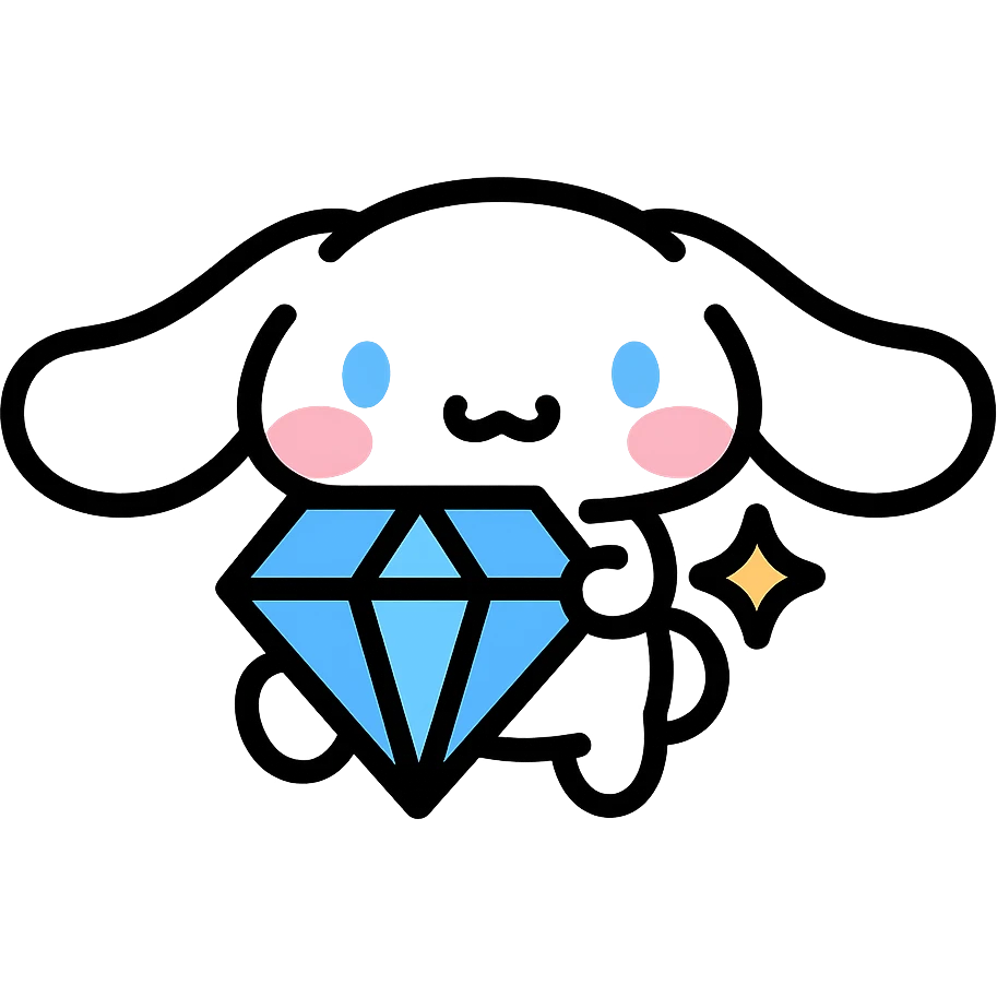Cinnamoroll holding a sparkling diamond emoji