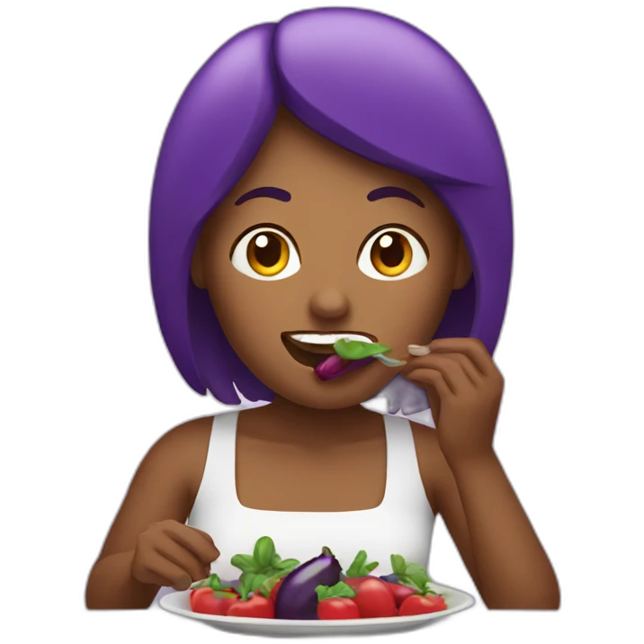 Woman eating eggplant emoji