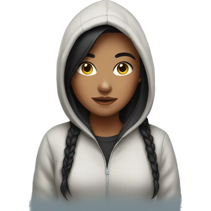 Girl with black hair in hoodie emoji