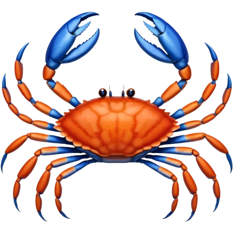A blue crab with eight legs and two pincers emoji