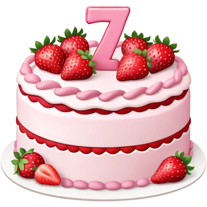 Pink strawberry birthday cake with “27” on it  emoji