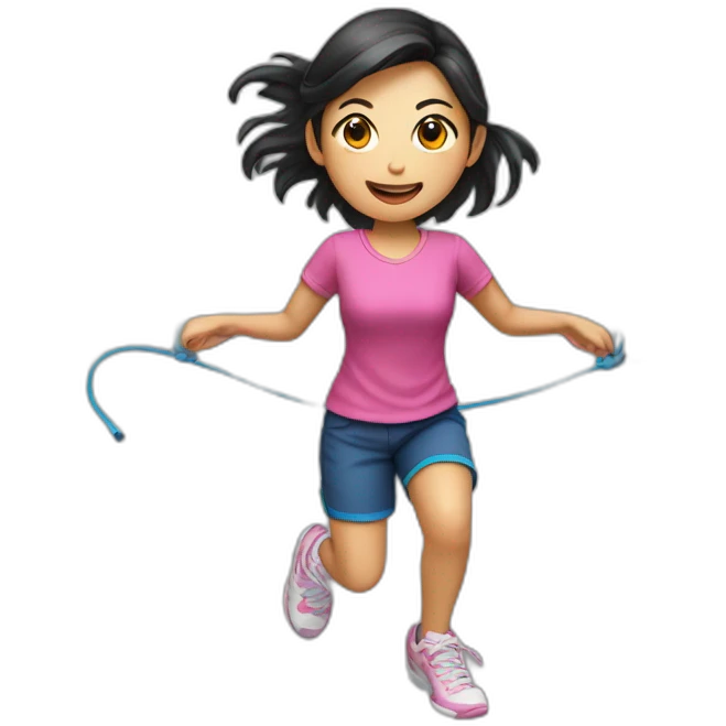Asian girl jump roping emoji