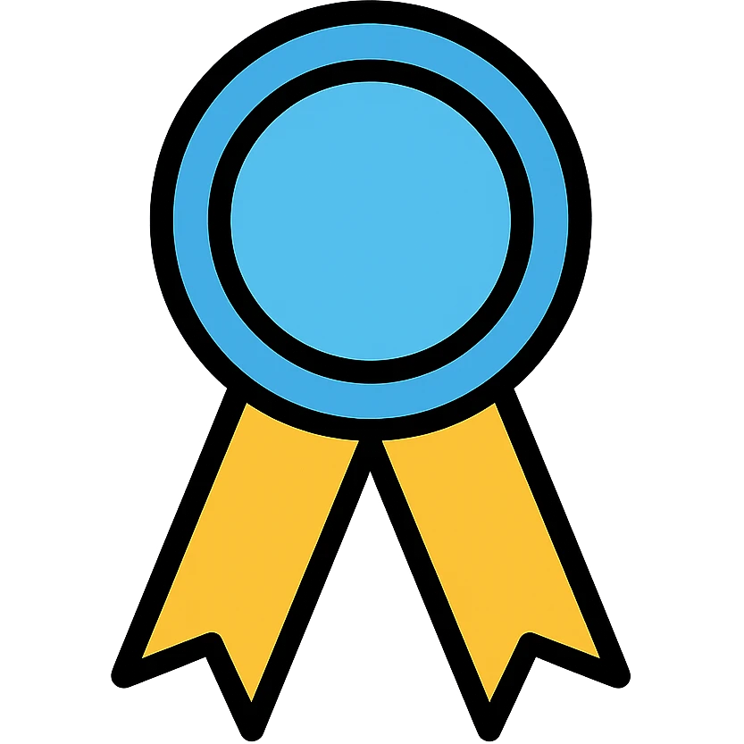 blue ribbon icon with color outline emoji