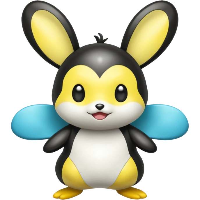 Shiny black and white and yellow and cyan Emolga (full body) emoji