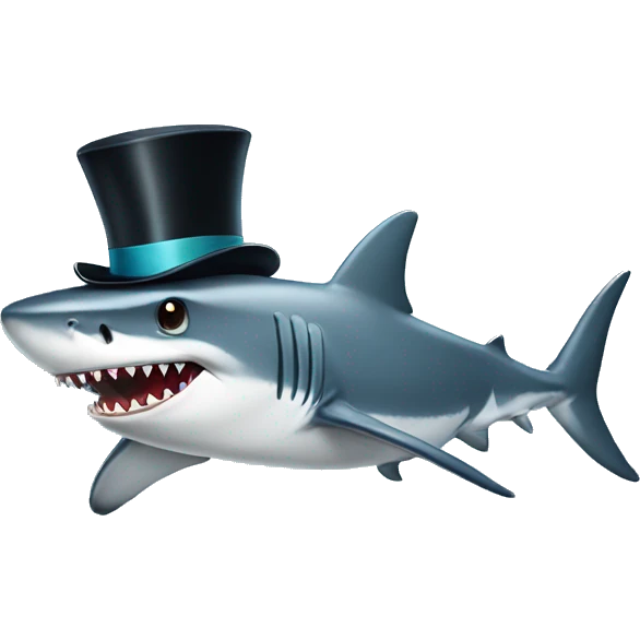 Shark with a top hat emoji