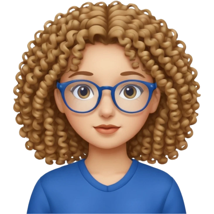 curly hair girl with eyeglasses and blue outfit emoji