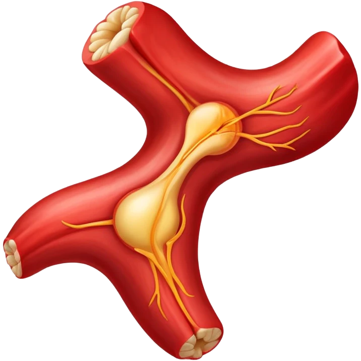 Inflamed red tendon with pain marks emoji
