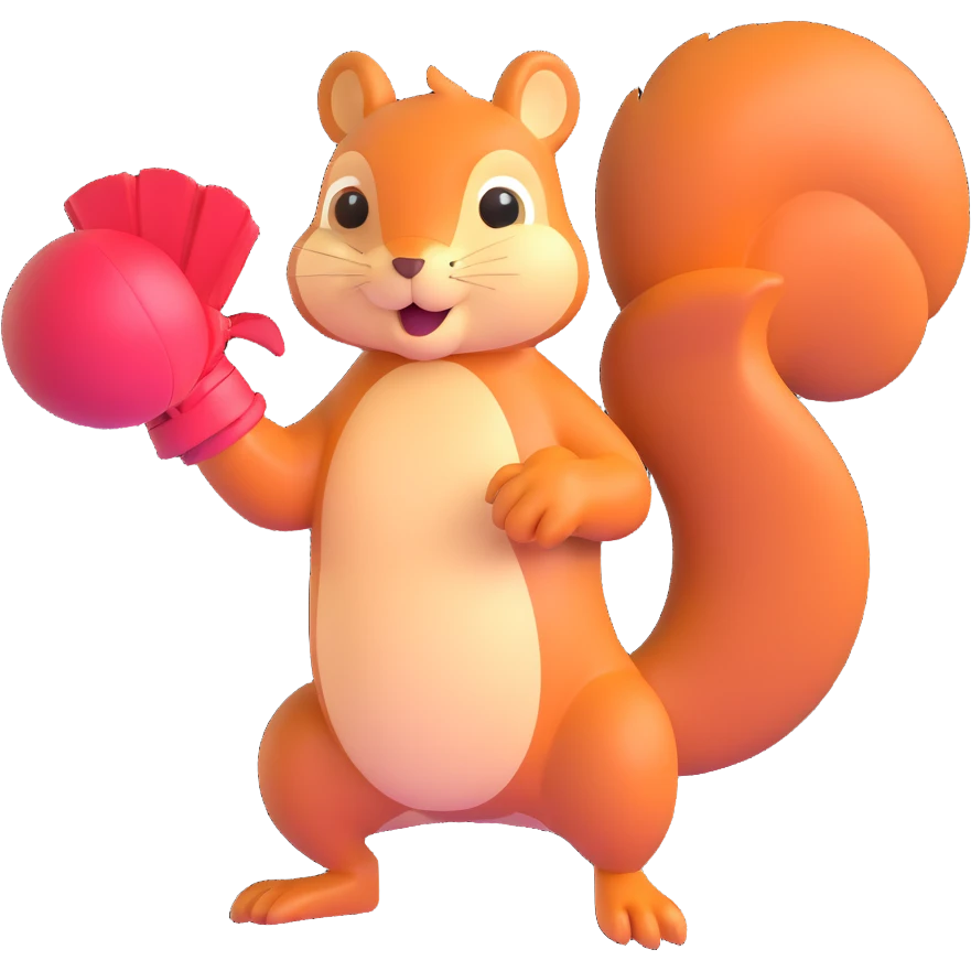squirrel holding a fish like a boxing glove emoji