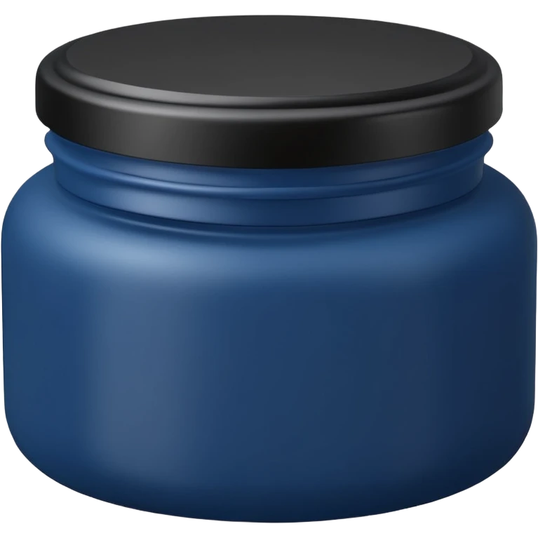 small rounded jar with deep blue or purple matte finish and matching lid, nighttime use, compact elegant shape, slightly frosted or opaque, no label, no hand, no extras, soft lighting, subtle shadows, emoji scale emoji