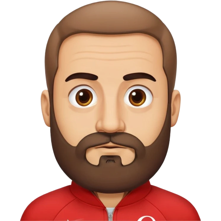 Recep İvedik, Turkish comedy character, bushy eyebrows, thick beard, red tracksuit, humorous expression emoji