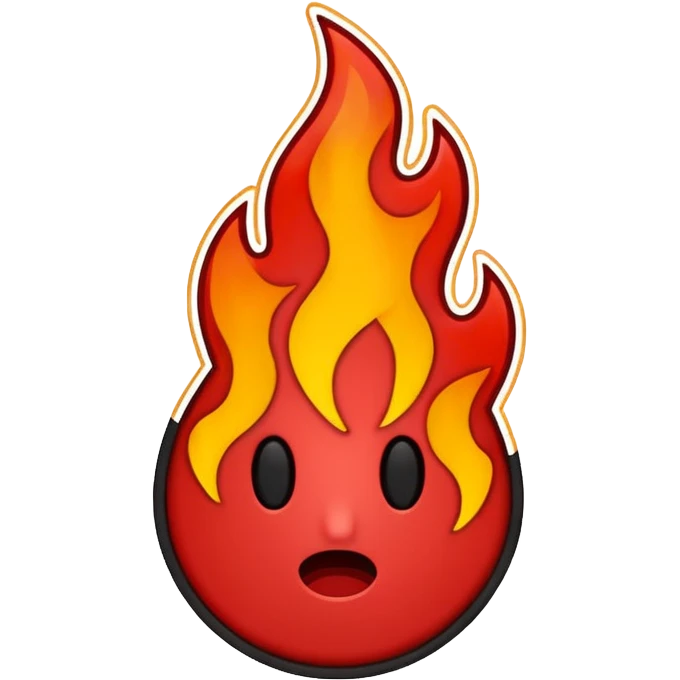 Minimalist emoji-style sticker of a bold exclamation mark surrounded by small flames or cracks. Black and dull red color palette, no outline.
 emoji