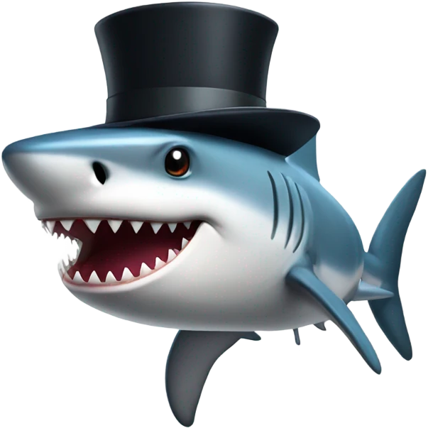 Shark with a top hat emoji