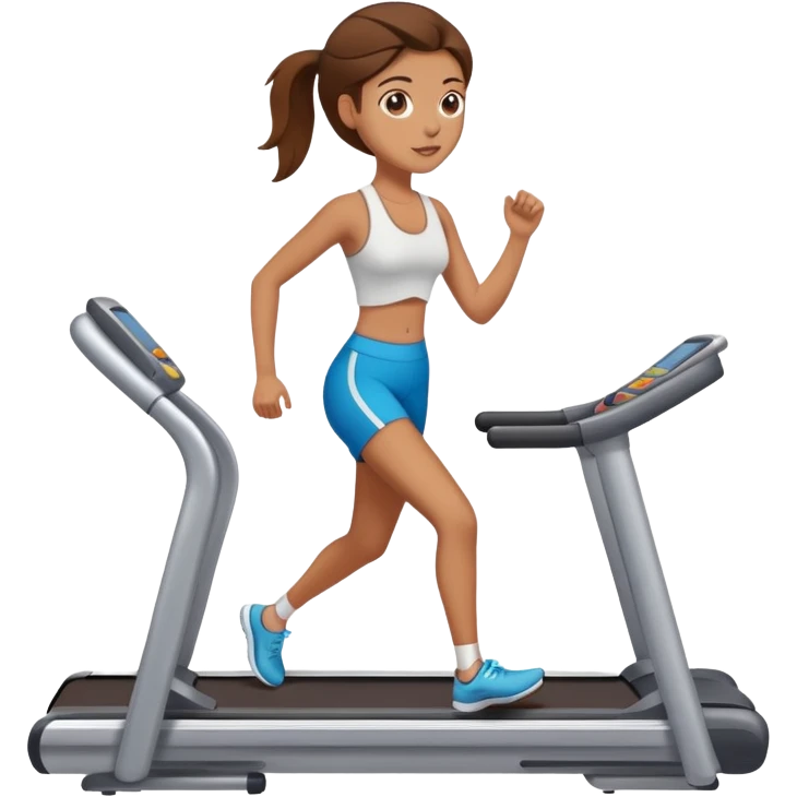 white girl with brown hair on treadmill emoji