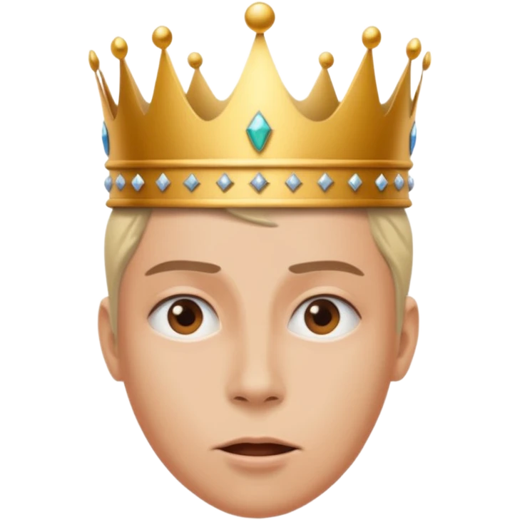 Crown flying off a head, motion lines + absurd expression emoji