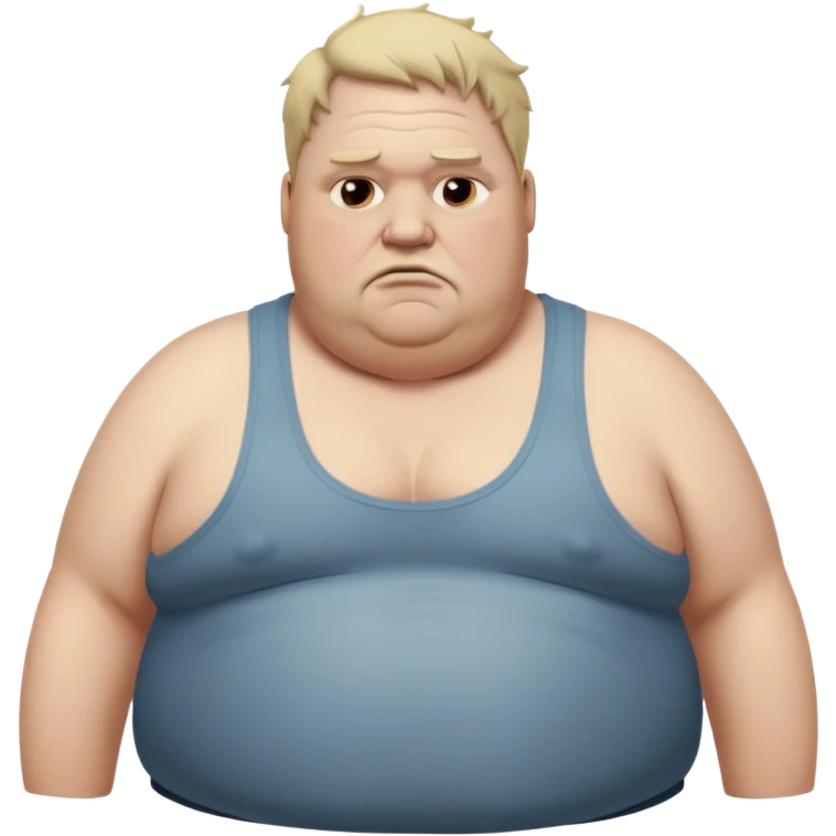 extremely morbidly obese middle aged white man in wifebeater with  dirty appearance. His hair is very greasy and he looks lazy and uncaring emoji
