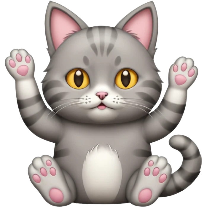 A cat raising both paws and shrugging its shoulders with a baffled expression emoji