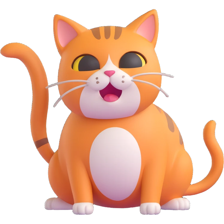 cartoon cat pooping, exaggerated expression emoji