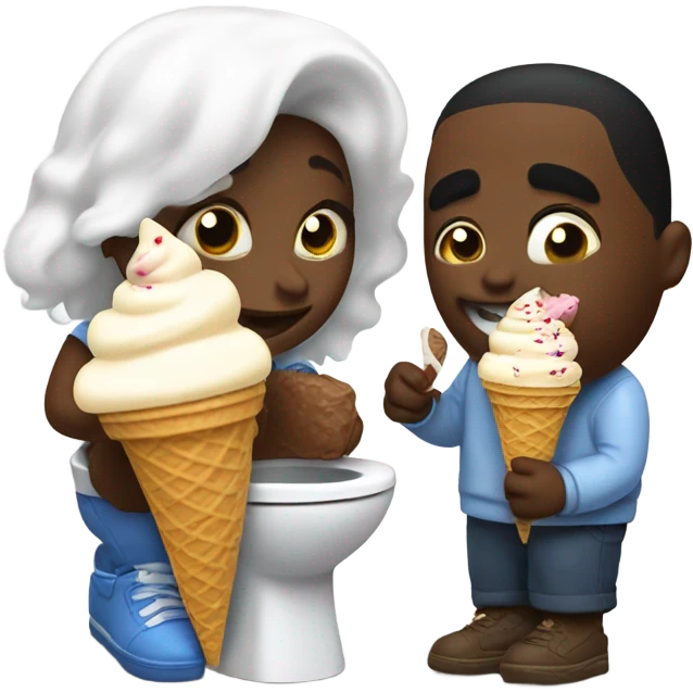 Skibitty toilet eating ice cream with diddy emoji