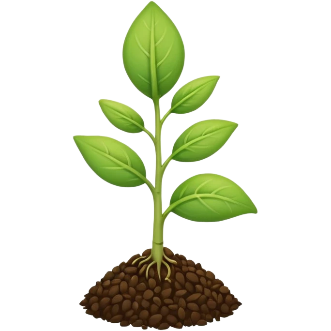 A tiny two leaf seedling coming out of a seed without any mud or gravel just a seed emoji