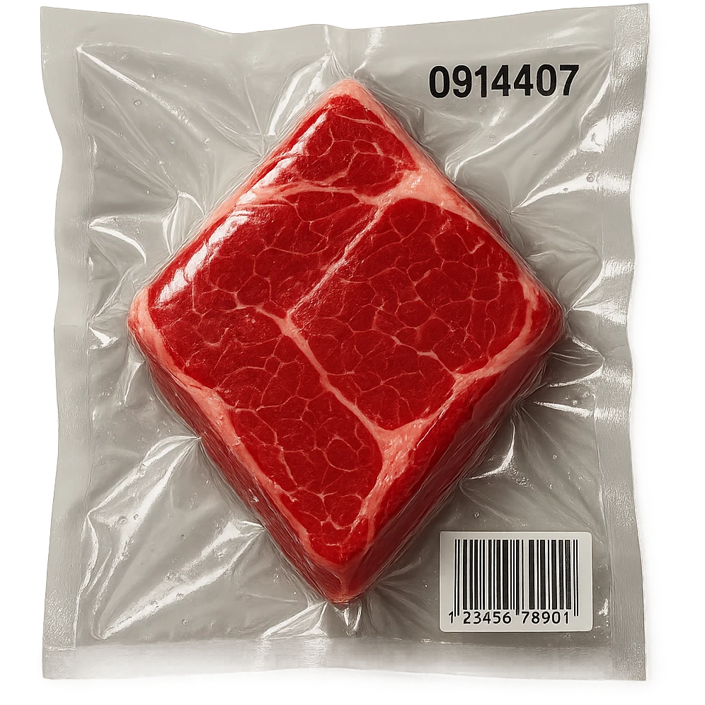diamond steak, glossy and puffy vacuum-sealed style emoji