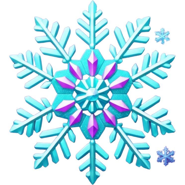 cyan and purple snowflake glitter emoji