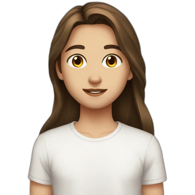22 years old, Russian, long brown hair, white T-shirt, brown eyes emoji