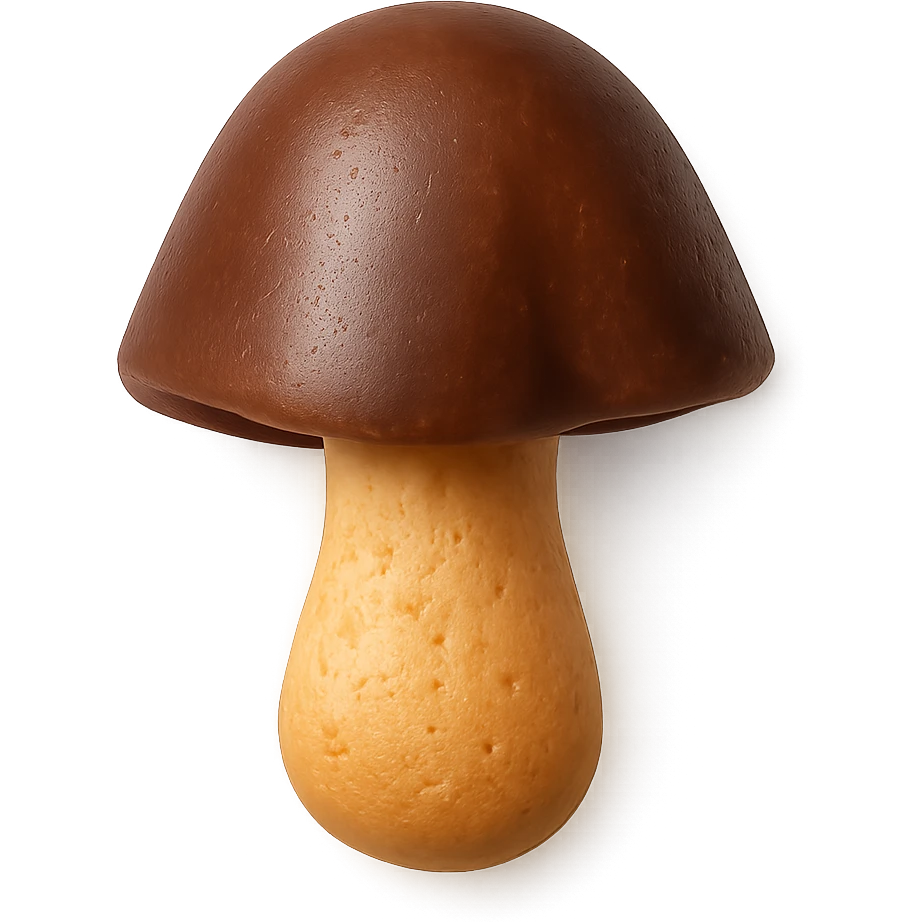 Choco Boy mushroom shaped like a cookie, top view emoji