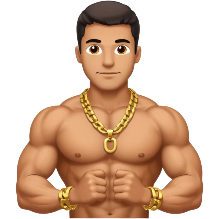 smug muscular shirtless colombian flexing with gold chain emoji
