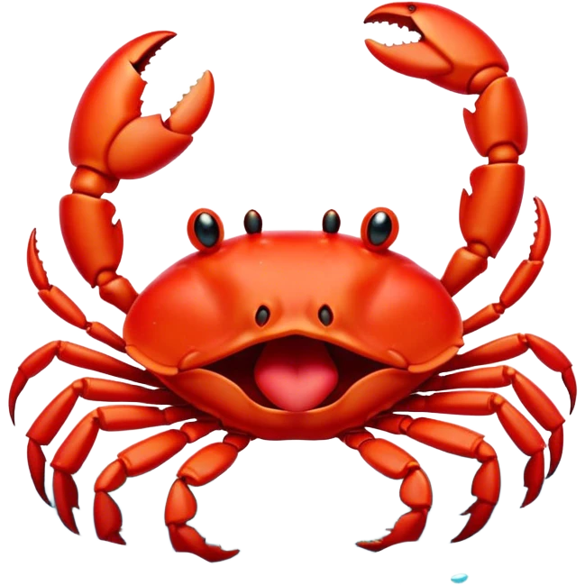 Cinematic Cute Yawning Red Crab Portrait Emoji, Head tilted slightly with a dramatic, wide-open yawn, showcasing a vivid, scarlet exoskeleton with softly drooping antennae and eyes half-closed in drowsy contentment, Simplified yet irresistibly adorable features, highly detailed, glowing with a soft, cozy oceanic glow, high shine, relaxed yet expressive, stylized with a dash of whimsical seaside charm, soft glowing outline, capturing the essence of a drowsy yet affectionate red crab that appears ready to scuttle out for a nap! emoji