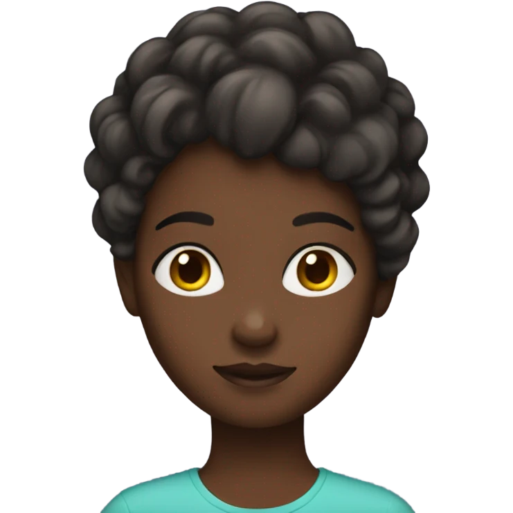 A girl with 4c hair with dark skin emoji