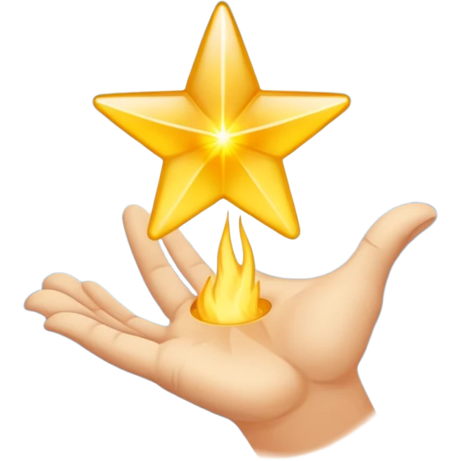 Eine schenkende Hand,  aus der Handfläche fliegt Eine Sternschnuppe emoji