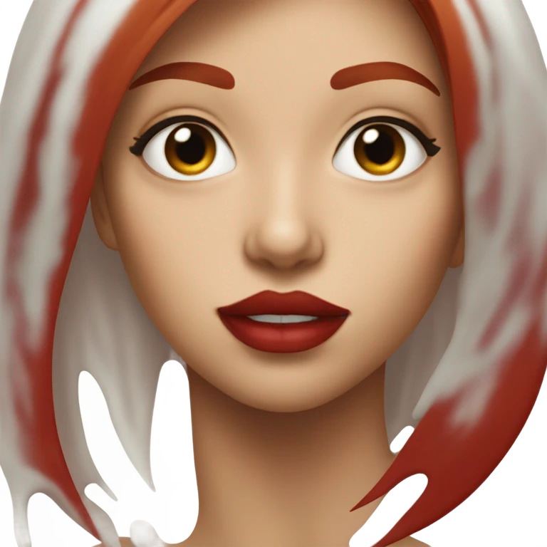 Red hair Lipstick Face covered in milk liquid emoji