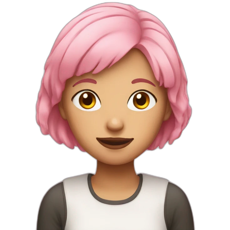 girl with pink hair smelling loaf of bread emoji