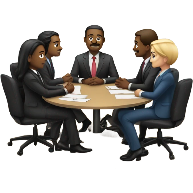 5 people business meeting sitting at a table emoji
