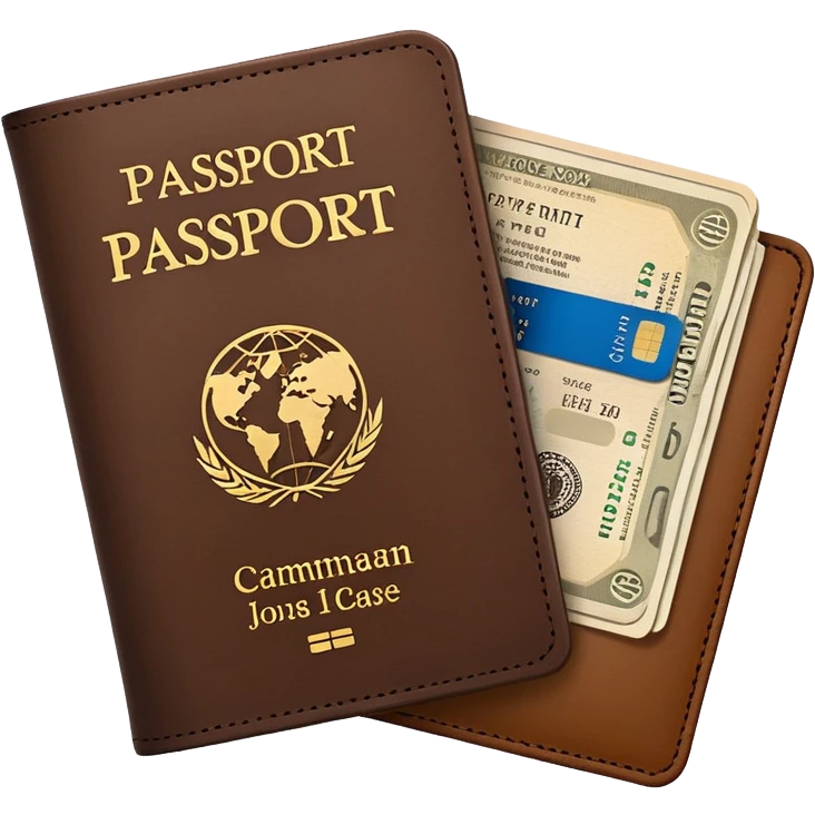 Brown Passport with flight tickets emoji