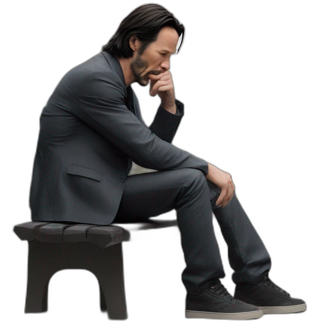 Keanu Reeves sitting on the corner of a sad bench emoji