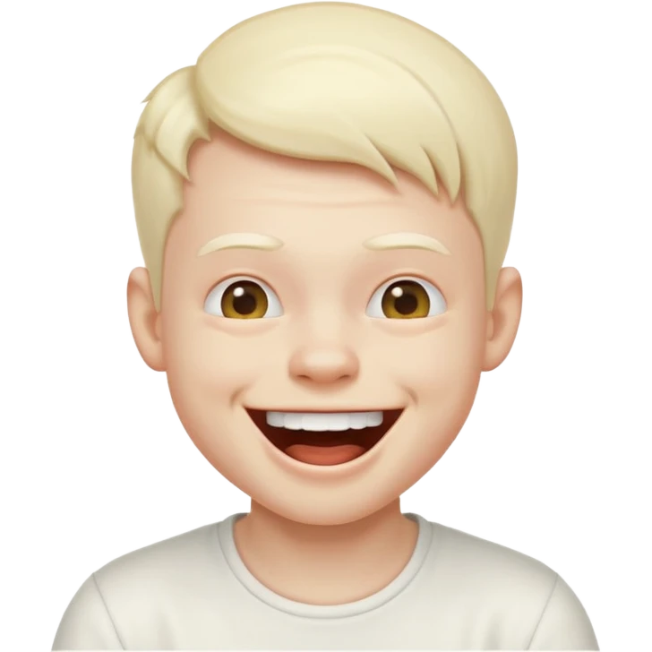 young albino emoji boy laughing out loud with white top emoji