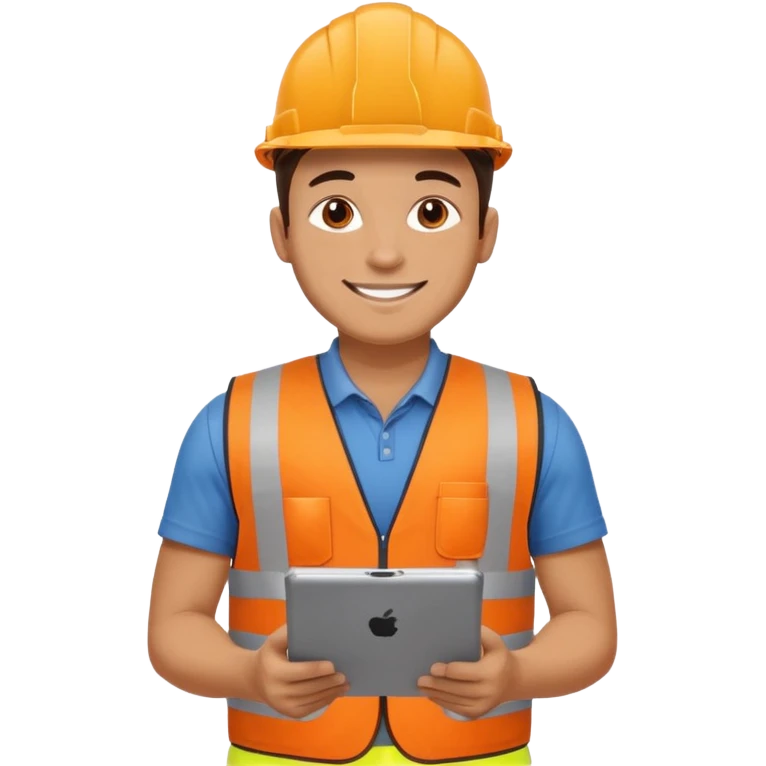 worker man wearing orange west holding a tablet emoji
