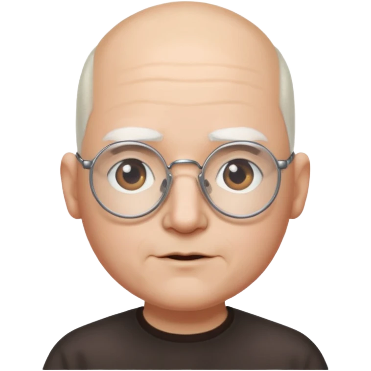 chauve cheveux blanc visage rond lunette gros sourcils emoji