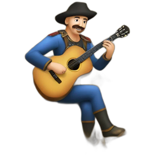 a Cossack with a guitar in a field with wheat emoji